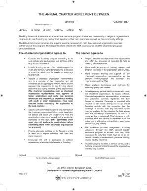 Bsa Annual Charter Agreement  Form