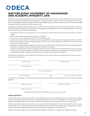 Written Event Statement of Assurances and Academic Integrity  Form