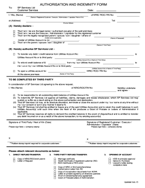  Hdb Indemnity Form PDF 2015-2024