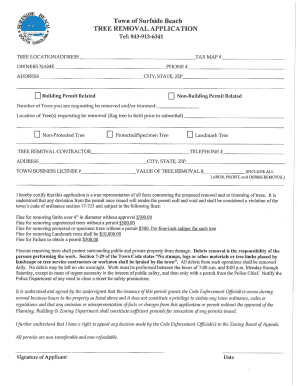 Town of Surfside Beach TREE REMOVAL APPLICATION  Form
