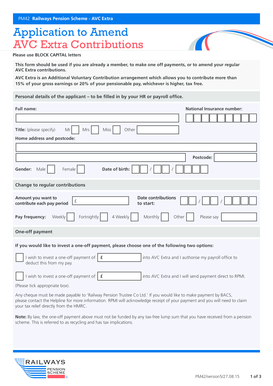  Change Contributions Form PM42 Railways Pension Scheme 2015