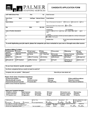 Palmer Staffing Services  Form