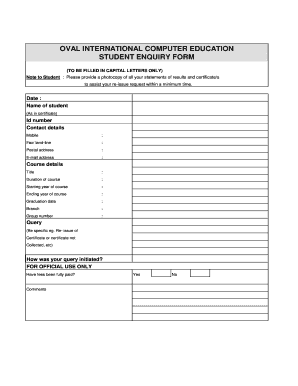 Student Enquiry Form