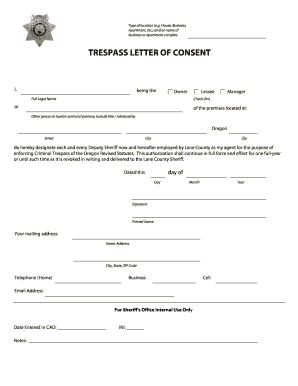  Oregon Trespass Notice Form 2013