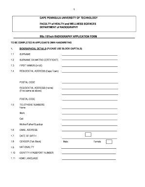 Cput Radiography Questionnaire  Form