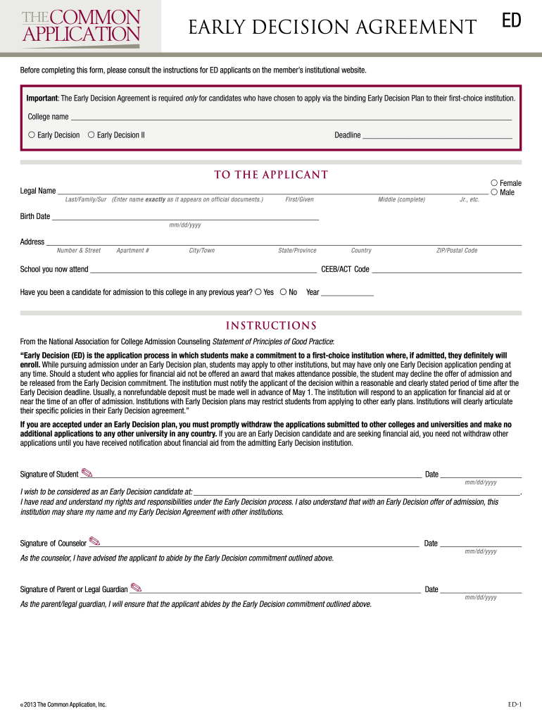 Vassar Early Decision  Form