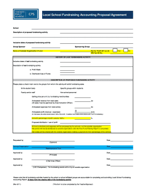 Local School Fundraising Accounting ProposalAgreement Clerks Cps  Form