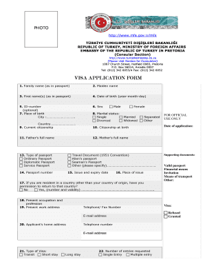 Turkey Visa Aplication Form