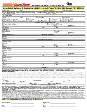 Autozone Commercial Account Application  Form