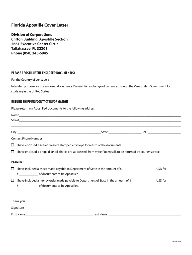 Florida Apostille Request Form