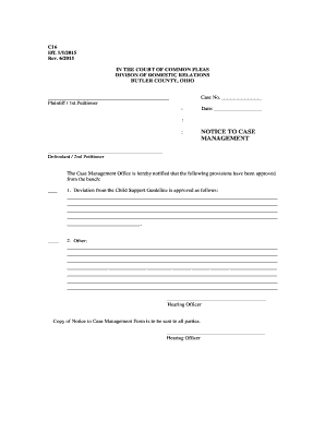C16 Notice to Case Management Form 3 Butlercountyohio