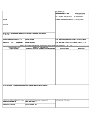 &amp; SEQUENCE of SEA WAY BILLS  Form