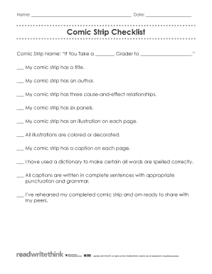 Checklist for Comic Strips Form
