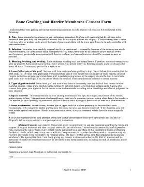 Dental Consent Forms for Bone Grafting