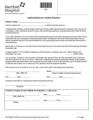  Lumbar Puncture Consent 2012-2024