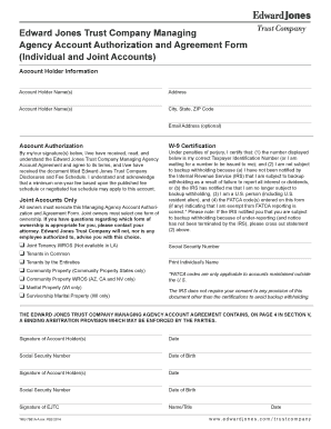 Trust Account Autherazation and Agreement Form Edward Jones