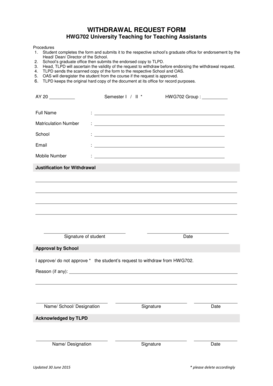 WITHDRAWAL REQUEST BFORMb Ntu Edu