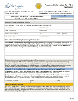 Town of Huntington Foil Request  Form