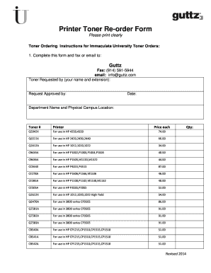 Guttz Toner and Ink Order Form Immaculata University Ots Immaculata