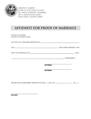 Affidavit of Marriage Sample  Form