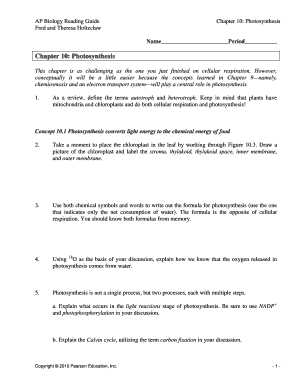 Ap Biology Chapter 10 Reading Guide Answers  Form