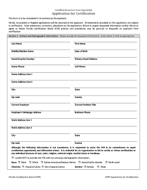 Florida Certification  Form