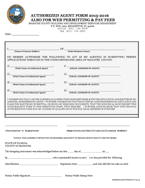 Manatee County Authorized Agent Form
