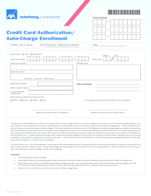 Axa Credit Card Form