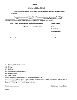 Form C PDF Income Certificate