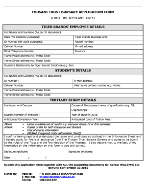 Tiger Brands Funding Application  Form