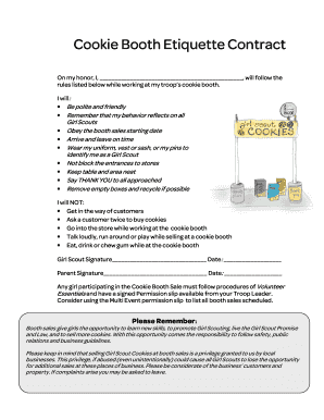 Girl Scout Cookie Booth Etiquette  Form