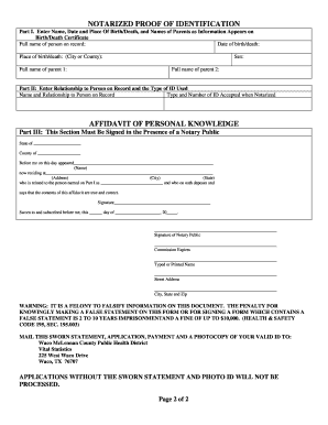 Affidavit of Personal Knowledge Sample  Form