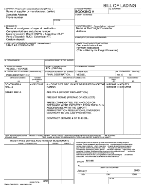 Bill of Lading Interworld Freight  Form