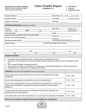 Choice Transfer Request Ksd  Form