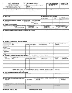  DD Form 67, Form Processing Action Request Army Com 1991