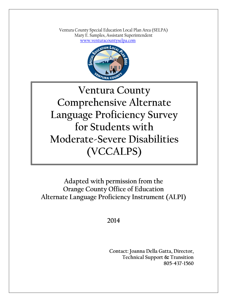 Ventura County Comprehensive Alternate Language Proficiency Survey  Form