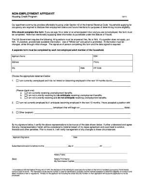  Non Employment Affidavit 2011