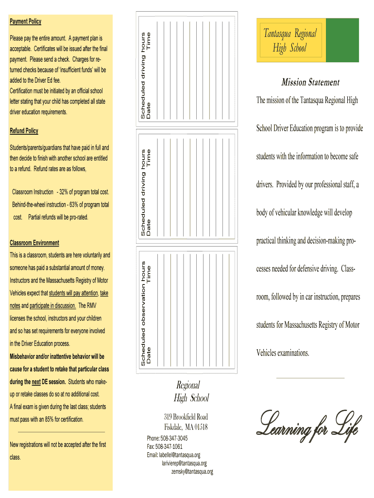 Tantasqua Driver  Form