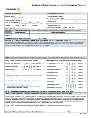 Sample Letter of Medical Necessity for Incontinence Supplies  Form