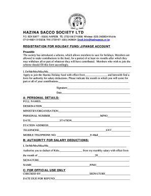 Hazina Sacco Portal  Form