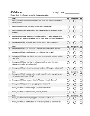 Autism Screening Questionnaire PDF  Form