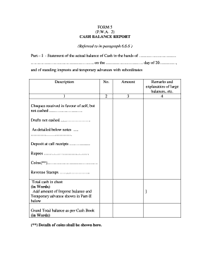 Cash Balance Report  Form