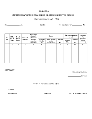 Transfer Entry Order  Form