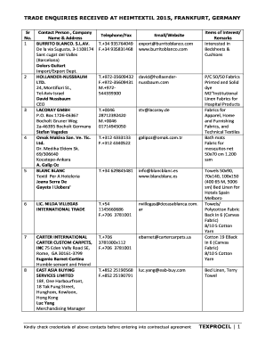 Trade Enquiries Received Texprocil  Form