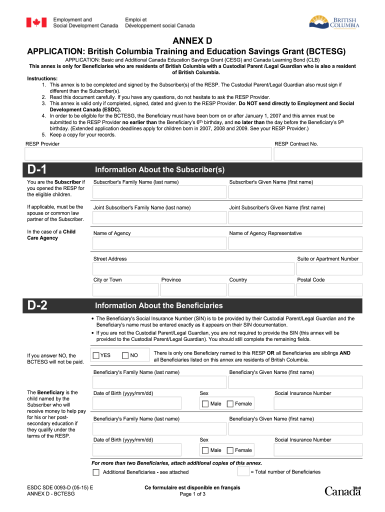 Annex D Bctesg  Form