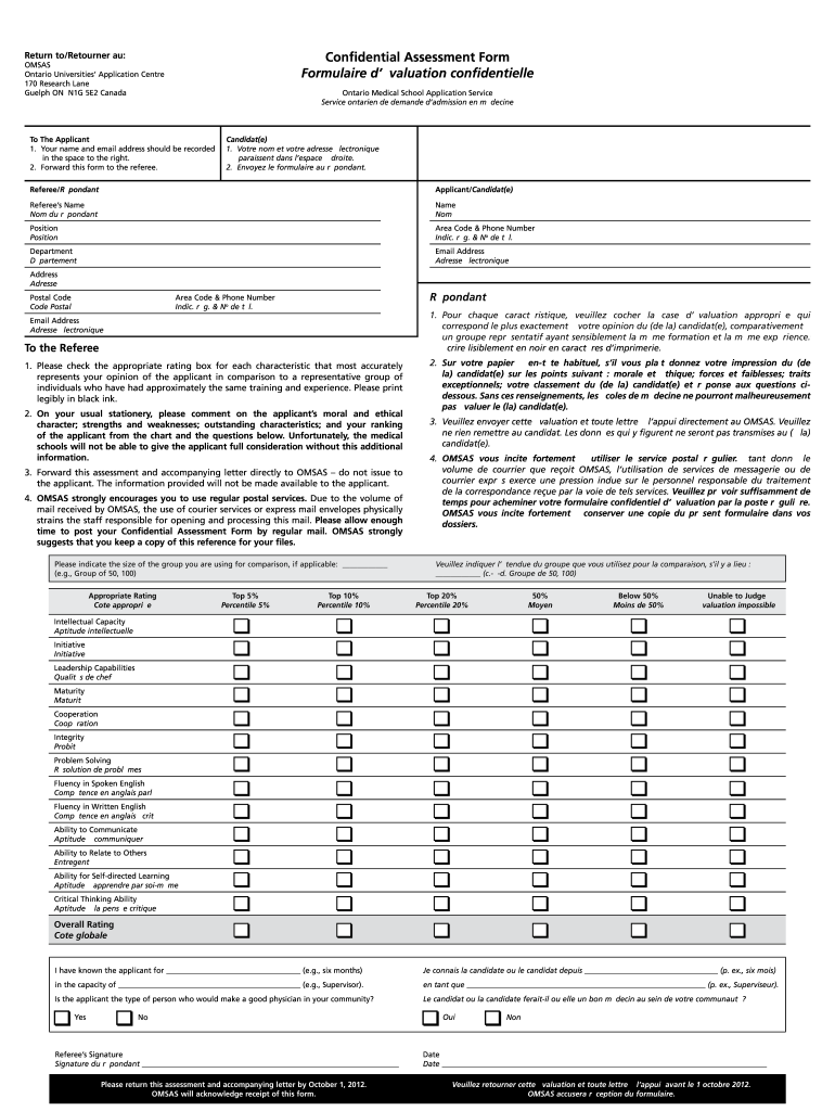  Confidential Assessment Form Omsas 2012-2024