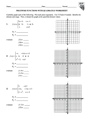 Piecewise Functions with Quadratics Worksheet  Form