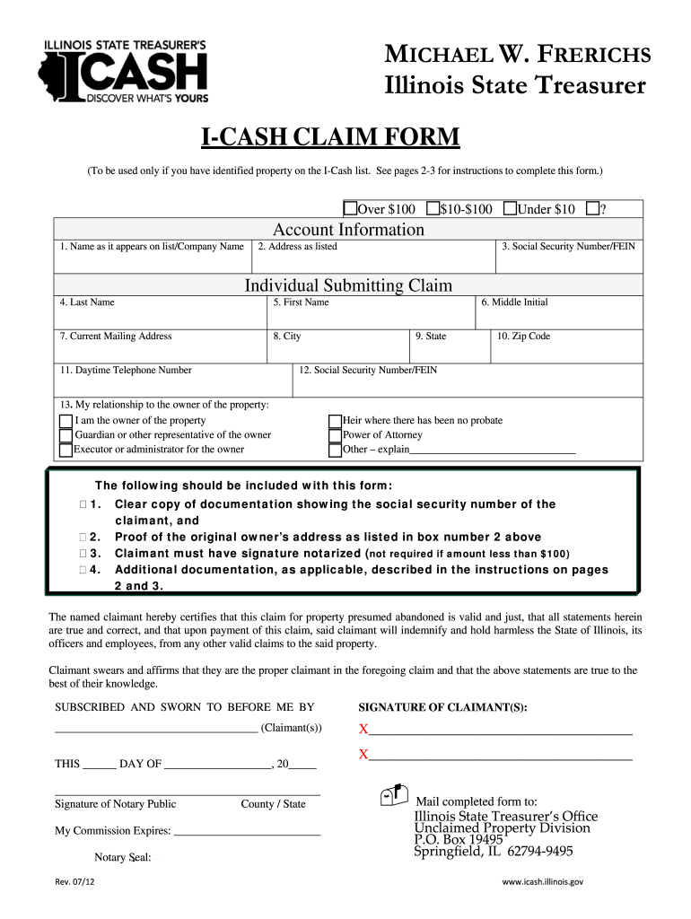 Icash Claim Form