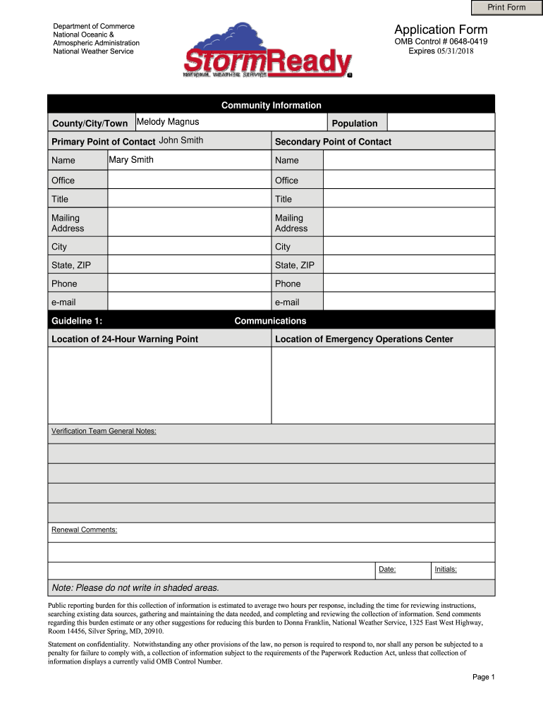  Stormready Application Form 2018-2024