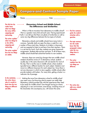 Compare and Contrast Sample Paper  Form